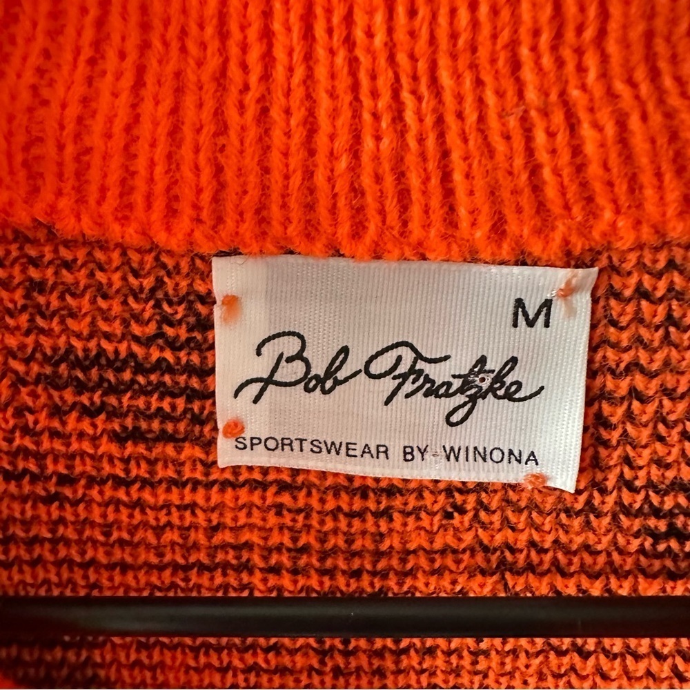 Bob Fratzke Winona Vintage Blaze Orange Camo Knit Vest Full Zip Hunting Gorpcorp - Picture 9 of 13